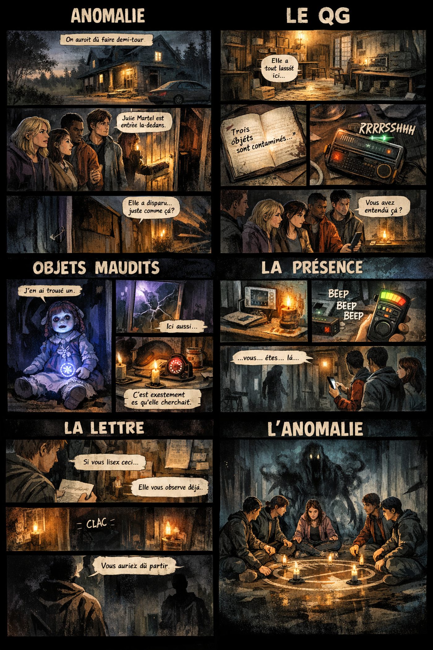 Planches d’univers : le QG, les objets confinés, la présence